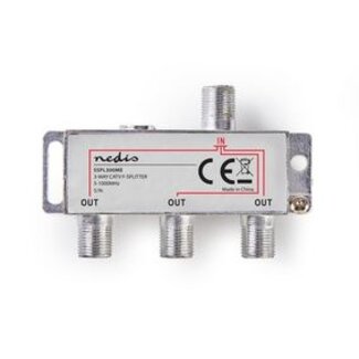 Nedis CATV-Splitter | 5 - 1000 MHz | Tussenschakeldemping: 6.8 dB | Outputs: 3 | 75 Ohm | Zink Legering