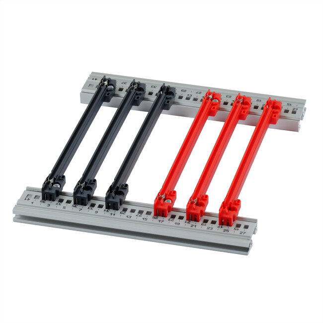 SCHROFF geleiderail accessoire type, PC, 220 mm, 2 mm groefbreedte, rood, 10 stuks