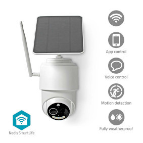 Nedis SmartLife Camera voor Buiten - Wi-Fi - Full HD 1080p - Kiep en kantel - IP65 - Max. batterijduur: 5 Maanden - Cloud Opslag (optioneel) / microSD (niet inbegrepen) - 5 V DC -