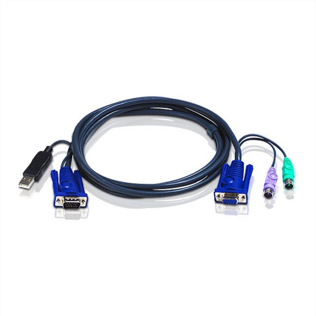 ATEN 2L-5502UP KVM-kabel USB - PS/2, zwart, 1,8 m