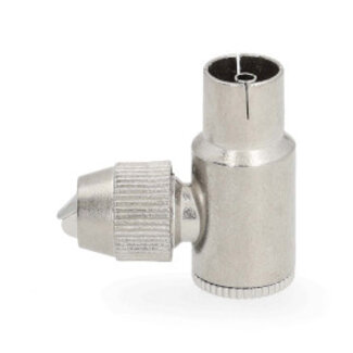 Nedis IEC (Coax) Connector | Gehoekt | Female | Vernikkeld | 75 Ohm | Schroef | Diameter kabelinvoer: 7.0 mm | Metaal | Zilver | 2 Stuks | Polybag