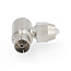 IEC (Coax) Connector | Gehoekt | Female | Vernikkeld | 75 Ohm | Schroef | Diameter kabelinvoer: 7.0 mm | Metaal | Zilver | 2 Stuks | Polybag