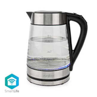 Nedis SmartLife Waterkoker | Wi-Fi | 1.7 l | Glas | 40,60,70,80,90,100 °C | Temperatuurindicator | 360 graden draaibaar | Verborgen verwarmingselement | Strix®-controller | Droogkookbeveiliging | Android™ / IOS