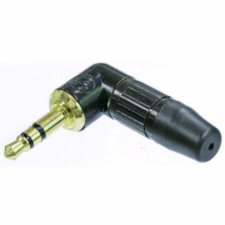 Neutrik 3-polige 3,5 mm audiostekker, soldeeraansluiting, trekontlasting van het boorkoptype, bus, zwarte behuizing, gouden contacten