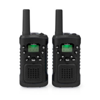 Nedis Walkie talkie Set | 2 Handsets | Tot 6 km | Frequentiekanalen: 8 | PTT / VOX | tot 3 uur | Koptelefoonoutput | 2 Headsets | Zwart