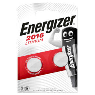 Energizer Lithium-Knoopcelbatterij CR2016 | 3 V DC | 100 mAh | 2-Blister | Zilver