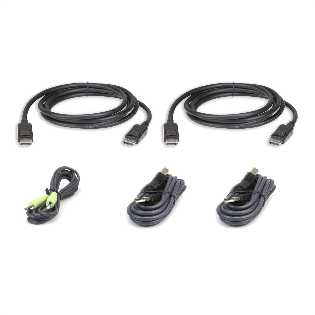 Aten 3M USB DisplayPort Dubbel Beeldscherm Veilige KVM Kabelpakket. Snoerlengte: 3 m, Aansluiting video: DisplayPort, Kleur van het product: Zwart. Gewicht: 680 g, Gewicht verpakki