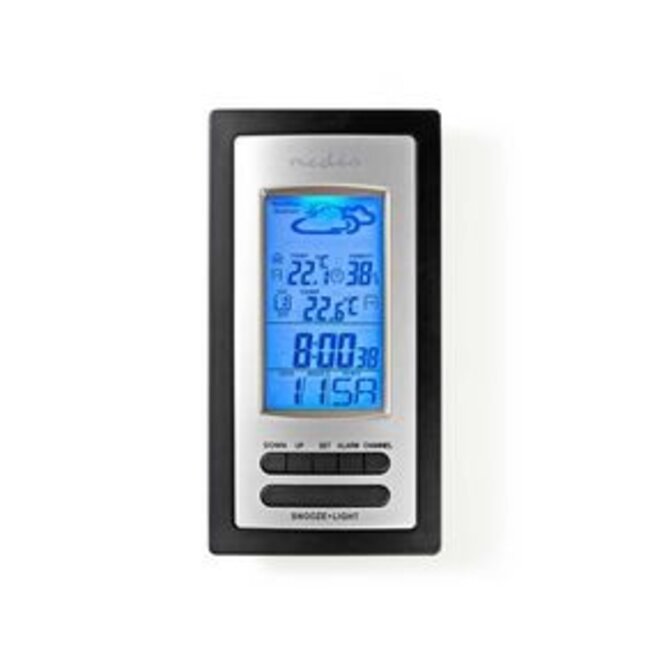 Weerstation | Binnen & Buiten | Inclusief draadloze weersensor | Weersvoorspelling | Tijdweergave | LCD-Scherm | Wekkerfunctie