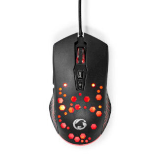 Nedis Gaming Muis | Bedraad | 800 / 1200 / 2400 / 3200 / 4800 / 7200 dpi | Instelbare DPI | Aantal knoppen: 7 | Programmeerbare knoppen | Rechtshandig | 1.50 m | RGB