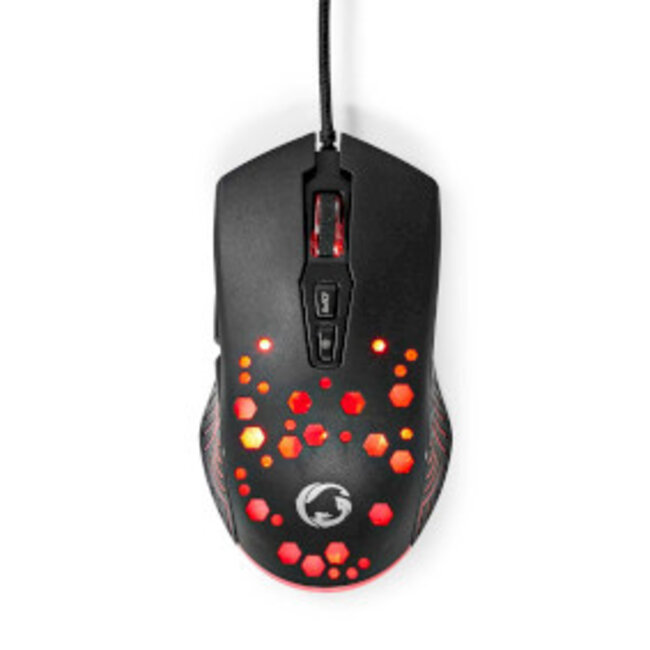 Gaming Muis | Bedraad | 800 / 1200 / 2400 / 3200 / 4800 / 7200 dpi | Instelbare DPI | Aantal knoppen: 7 | Programmeerbare knoppen | Rechtshandig | 1.50 m | RGB