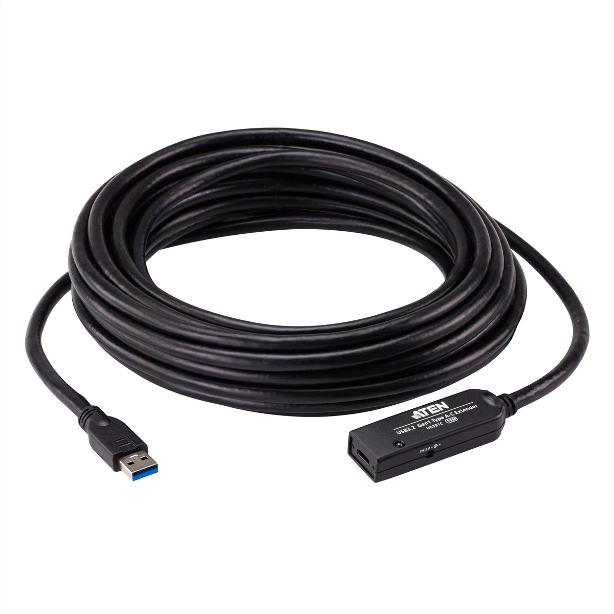 Aten 10 M USB 3.2 Gen1 verlengerkabel. Snoerlengte: 10 m, Aansluiting 1: USB A, Aansluiting 2: USB C, USB-versie: USB 3.2 Gen 1 (3.1 Gen 1), Maximale overdrachtssnelheid van gegeve