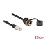 Delock Cable RJ45 plug to RJ45 jack Cat.6A for built-in with M20 thread and protective cap IP68 dust and waterproof 25 cm black