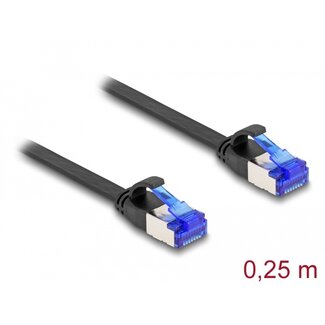 DeLOCK Delock RJ45 Flat Patch Cable plug to plug Cat.6A flexible 0.25 m black