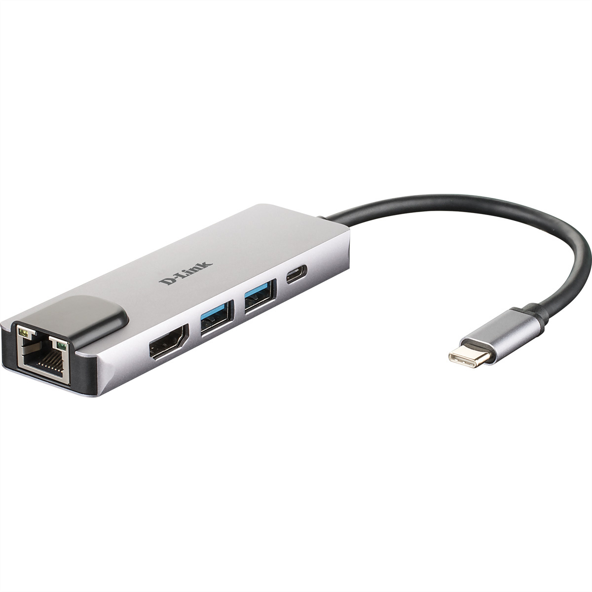 D-Link DUB-M520 notebook dock & poortreplicator Bedraad USB 3.0 (3.1 Gen 1) Type-C Aluminium, Zwart