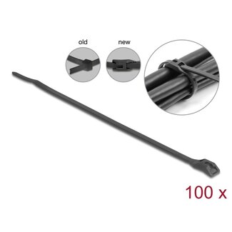 DeLOCK Delock Cable tie with flat head L 205 x W 2.5 mm 100 pieces black