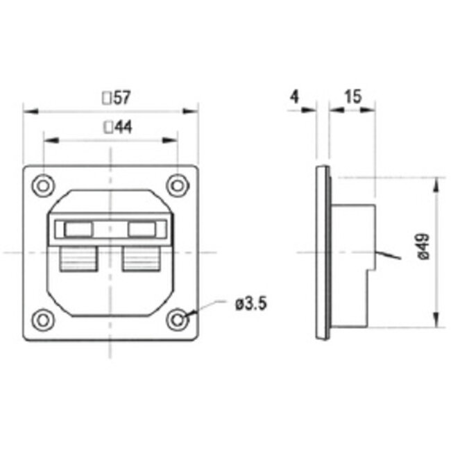 PT 57 NG - Luidsprekeraansluiting