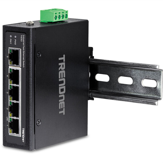 TRENDnet TI-E50 Industriële Fast Ethernet DIN-railschakelaar 5-poorts