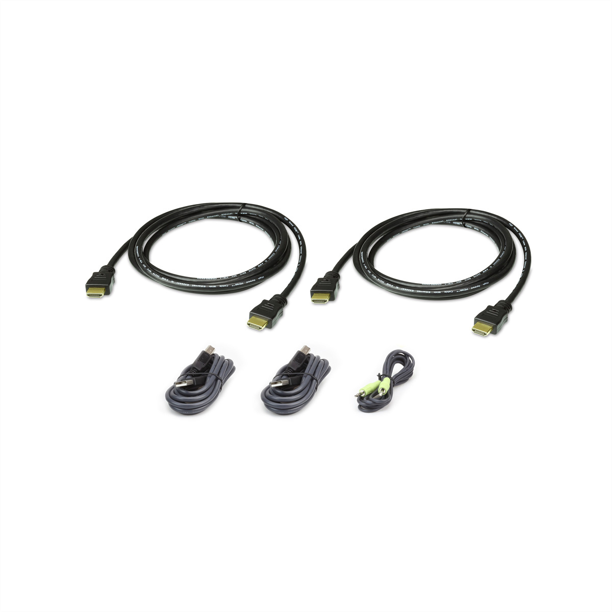 Aten 1.8M USB HDMI Dubbel Beeldscherm Veilige KVM Kabelpakket. Snoerlengte: 1,8 m, Aansluiting video: HDMI, Kleur van het product: Zwart. Gewicht: 402 g, Gewicht verpakking: 402 g.