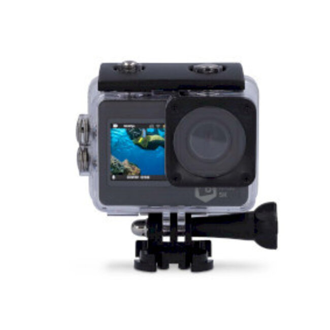 Action Cam | Dubbel scherm | 5K@30fps | 16 MPixel | Waterbestendig tot: 30.00 m | 80 min | Wi-Fi | App beschikbaar voor: Android™ / IOS | Mounts inbegrepen | Zwart