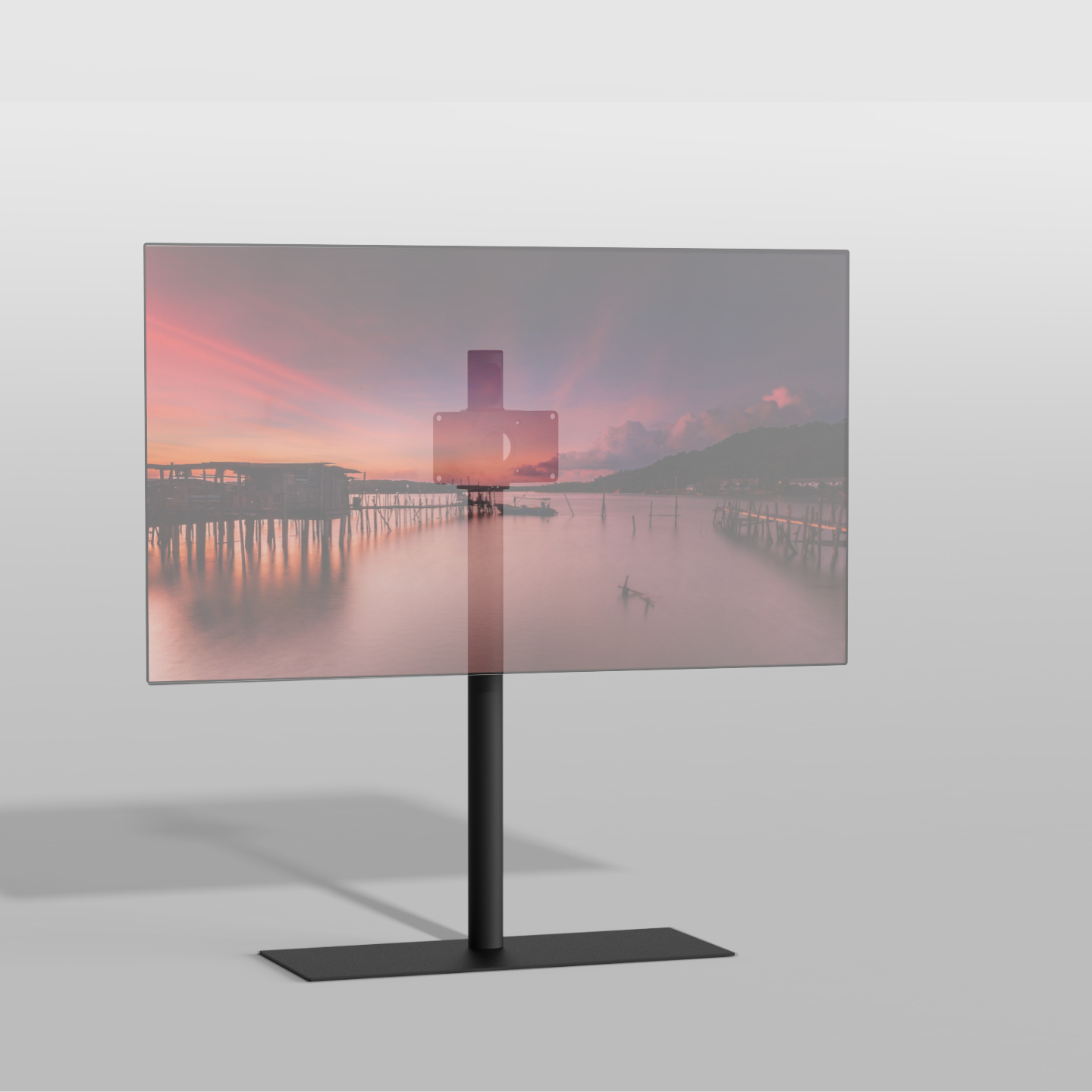 Cavus Tv Vloerstandaard Solid 100B Trendy Zwart Staal -Design Tv Meubel - Geschikt voor  32-65 Inch Tv - VESA 200x100