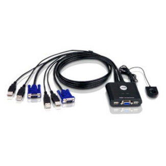 Aten 2-Poorts USB VGA-kabel KVM-switch met externe poortselectieschakelaar