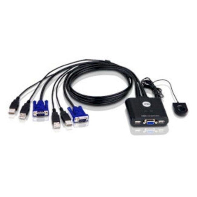 2-Poorts USB VGA-kabel KVM-switch met externe poortselectieschakelaar