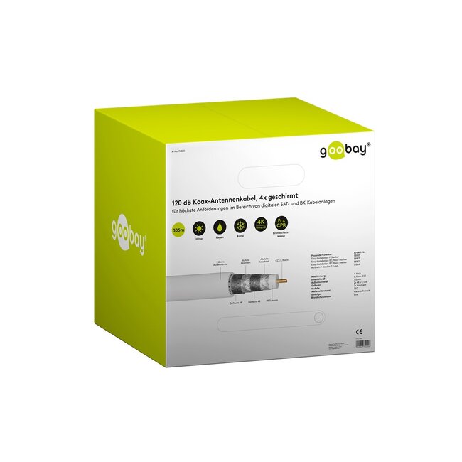Goobay 120 dB SAT Coaxial Cable, 4x Shielded, CCS 305 m