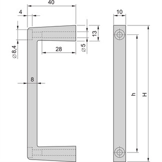 Schroff SCHROFF MultipacPRO Voorste handgreep, uit één stuk, breedte 10 mm, 3 HE