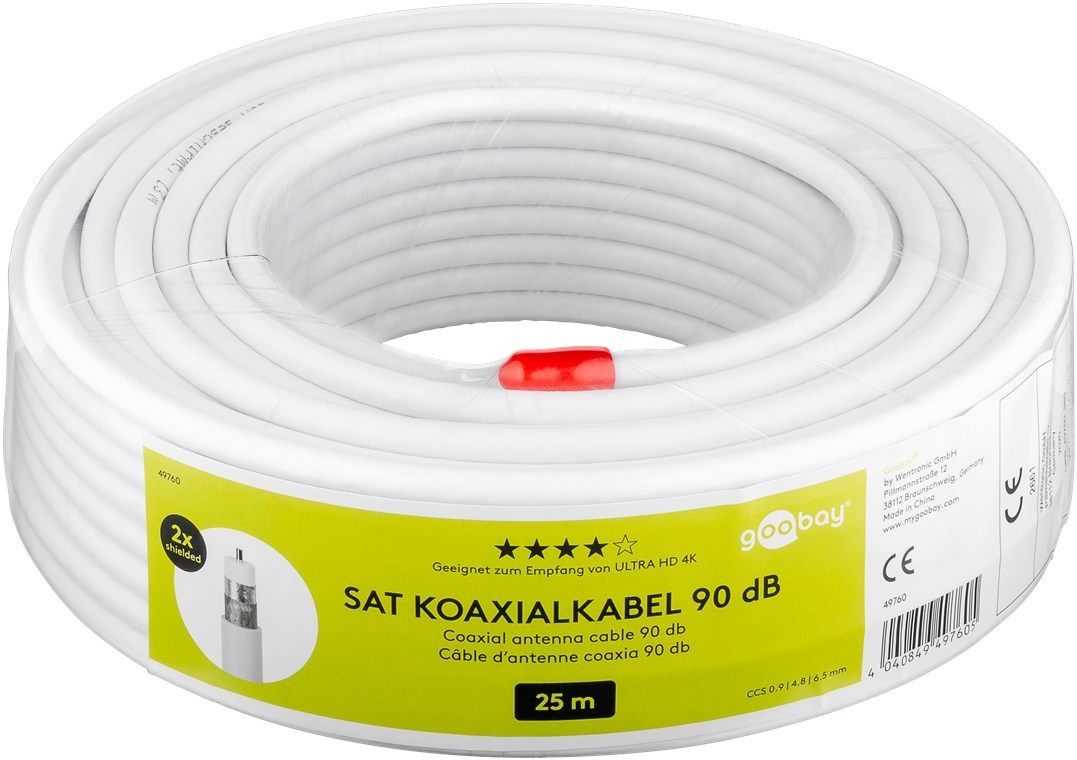 Goobay 90 dB SAT coaxkabel, dubbel afgeschermd