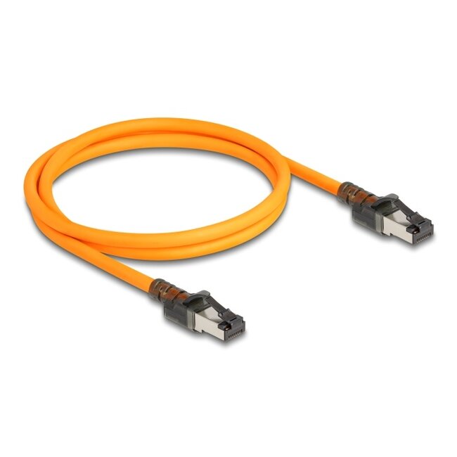 Delock RJ45 Network Cable with USB Type-C™ port finder function Self Tracing Cat.6A S/FTP 1 m orange