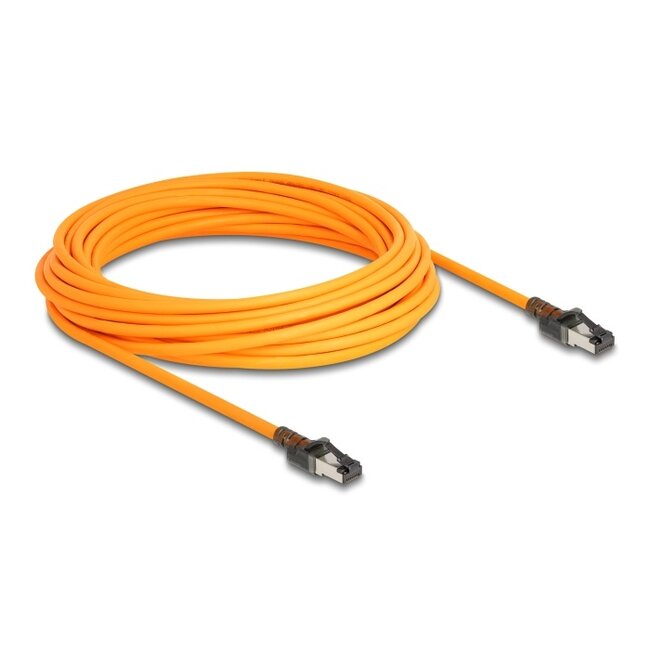 Delock RJ45 Network Cable with USB Type-C™ port finder function Self Tracing Cat.6A S/FTP 10 m orange