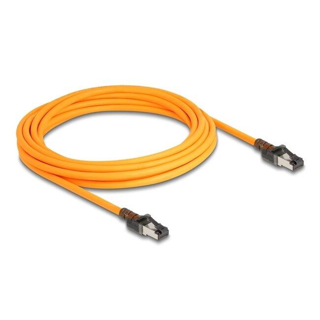 Delock RJ45 Network Cable with USB Type-C™ port finder function Self Tracing Cat.6A S/FTP 5 m orange