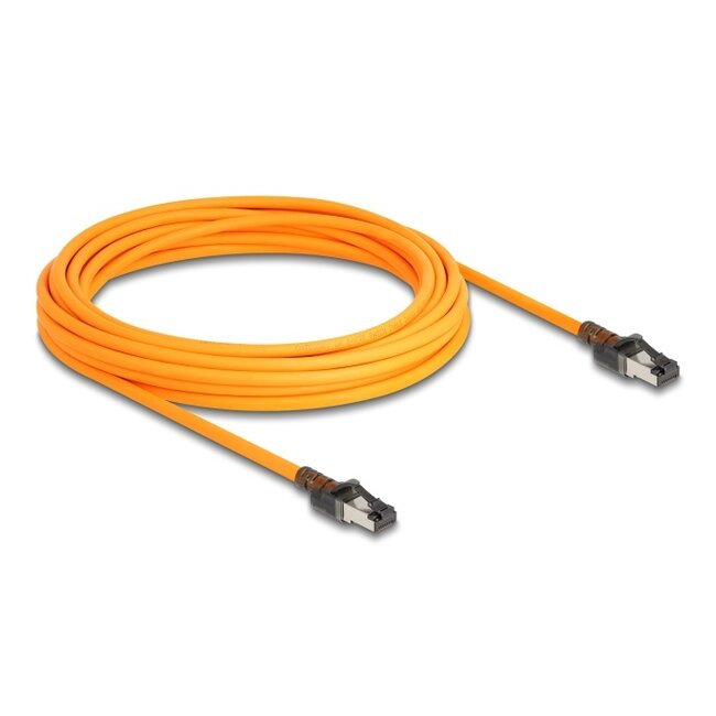 Delock RJ45 Network Cable with USB Type-C™ port finder function Self Tracing Cat.6A S/FTP 7.5 m orange