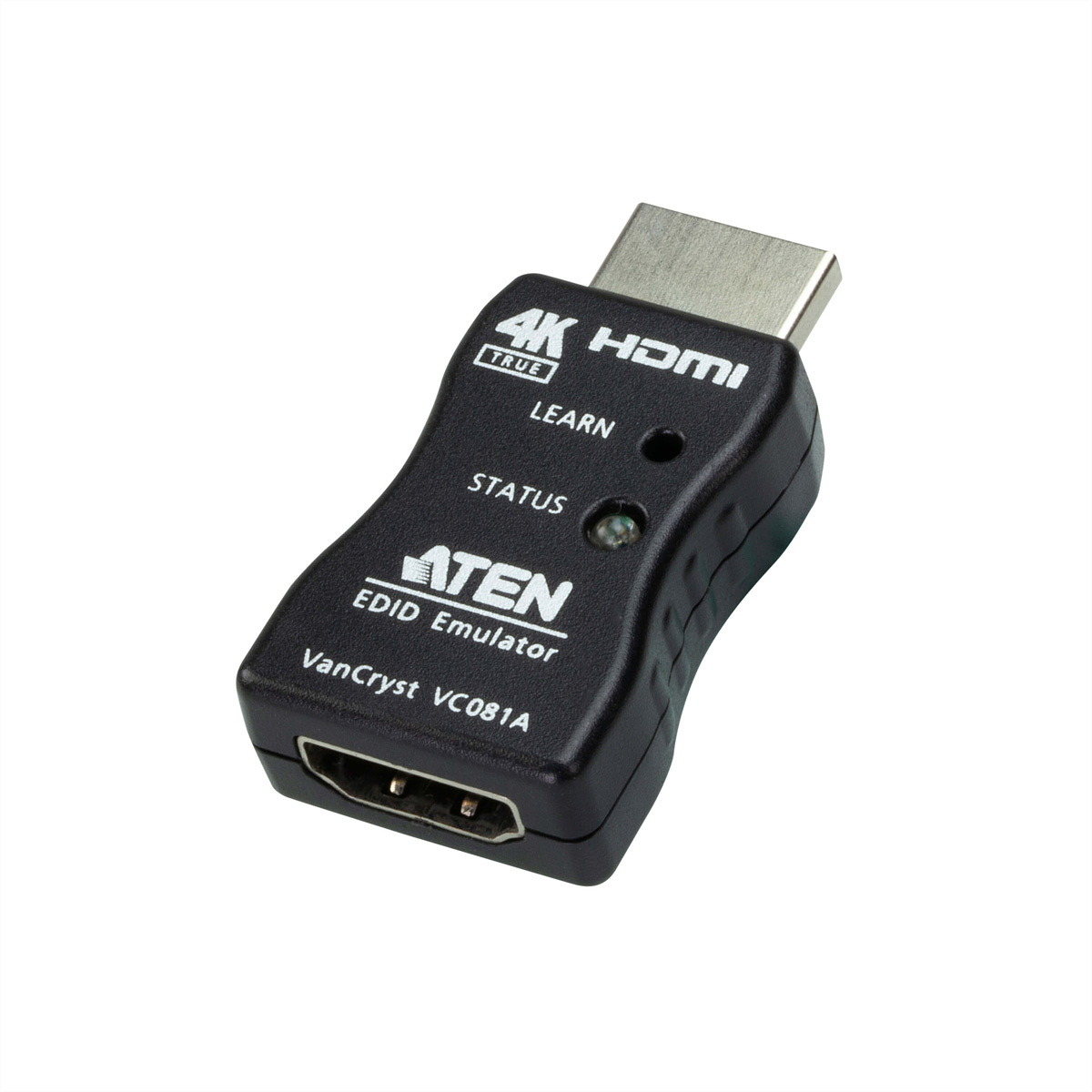 Aten True 4K HDMI EDID-emulator-adapter. Maximale videoresolutie: 3840 x 2160 Pixels. Kleur van het product: Zwart, Materiaal behuizing: Kunststof. Aansluiting video: HDMI. Hoeveel