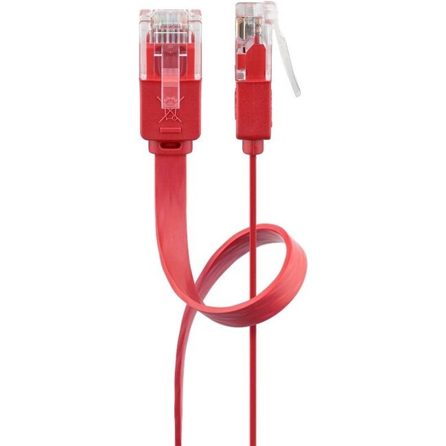 Goobay CAT 6 Flat Patch Cable, U/UTP, red 1 m