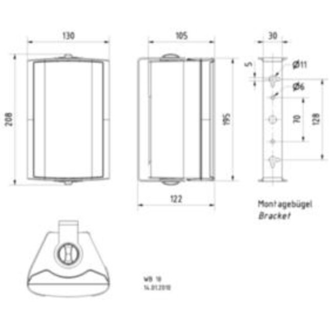 WB10 100V - 8 Ohm 2-weg compacte speakers in stevige kunststof behuizing (zwart)