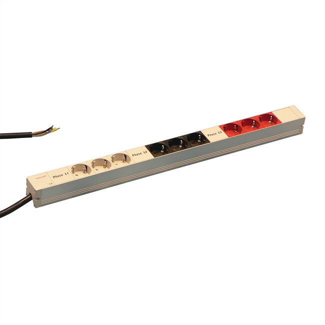 SCHROFF contactdoosstrook, SCHUKO, 3-fase, 9 contactdozen