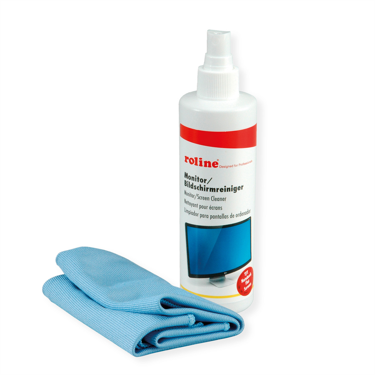 ROLINE beeldschermreiniger TFT inclusief microvezeldoek, 250 ml