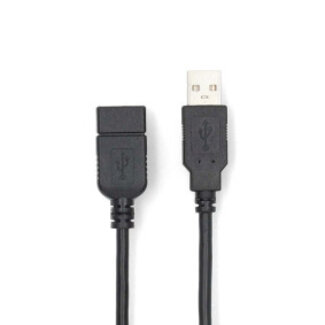 Nedis USB-Kabel | USB 2.0 | USB-A Male | USB-A Female | 480 Mbps | Vernikkeld | 3.00 m | Rond | PVC | Zwart | Doos