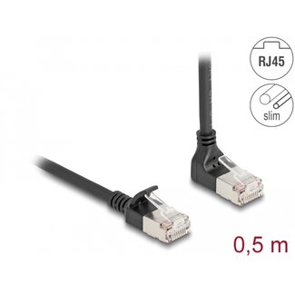 DeLOCK Delock RJ45 Network Cable Cat.6A S/FTP Slim 90° upwards angled / straight 0.5 m black