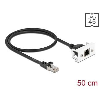 DeLOCK Delock Network Extension Cable for Easy 45 Module S/FTP RJ45 plug to RJ45 jack Cat.6A 50 cm black