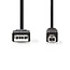 USB-Kabel | USB 2.0 | USB-A Male | USB-B Male | 480 Mbps | Vernikkeld | 3.00 m | Rond | PVC | Zwart | Doos