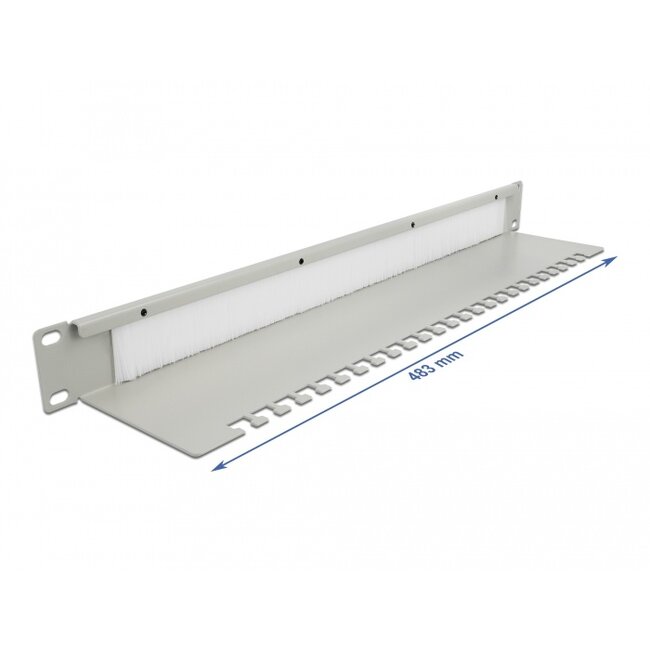 Delock 19″ Cable Management Brush Strip with Cable Support Plate 1U grey