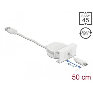 DeLOCK Delock Easy 45 Module USB 2.0 Retractable Cable USB Type-A to EASY-USB Type Micro-B white
