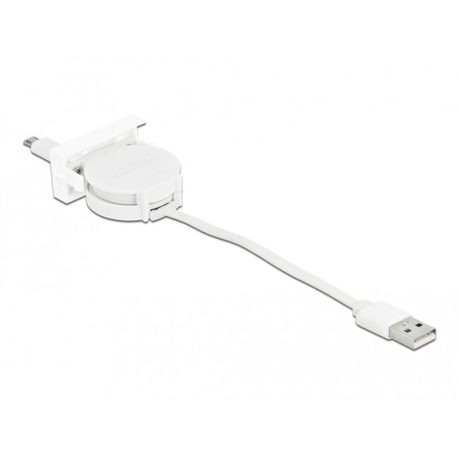 Delock Easy 45 Module USB 2.0 Retractable Cable USB Type-A to EASY-USB Type Micro-B white