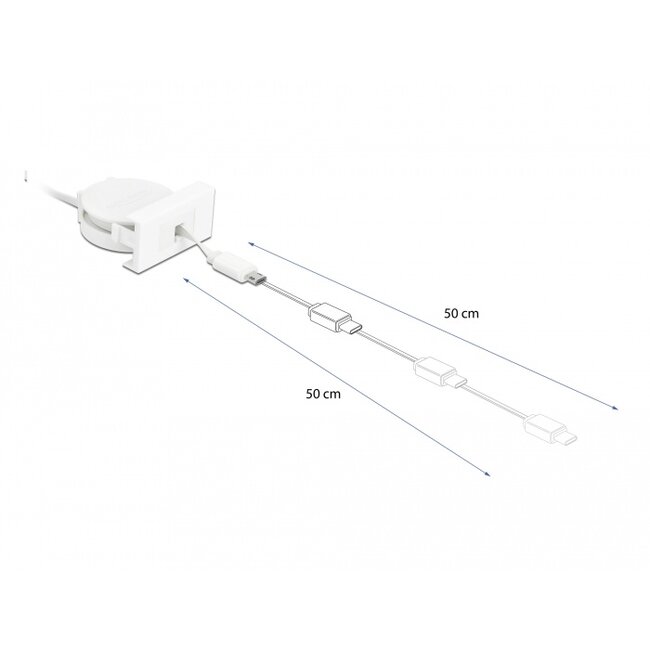 Delock Easy 45 Module USB 2.0 Retractable Cable USB Type-A to EASY-USB Type Micro-B white