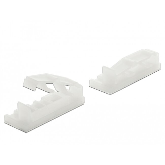 Delock Flat cable holder with locking clip self-adhesive screwable natural 10 pieces