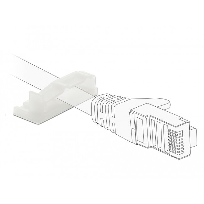 Delock Flat cable holder with locking clip self-adhesive screwable natural 10 pieces