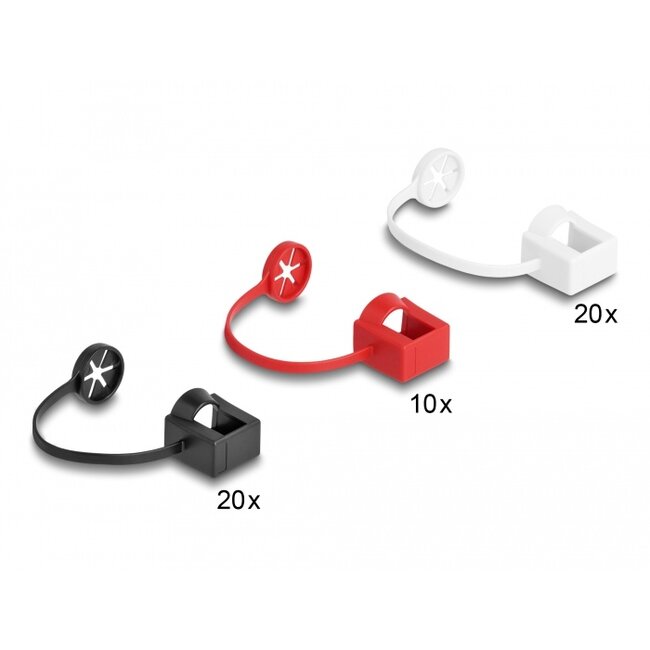 Delock Dust Cover for RJ45 plug with mounting clip 50 pieces set coloured