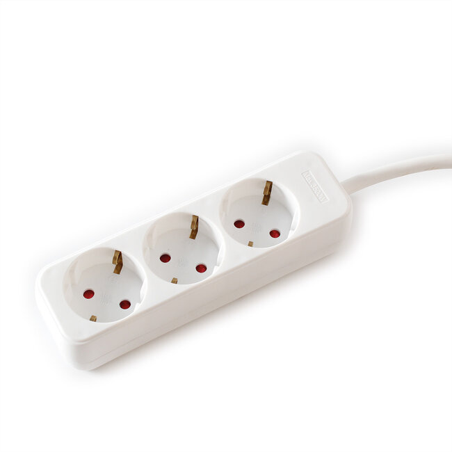 VALUE 3-voudige stekkerdoos zonder schakelaar, wit, 1,5 m